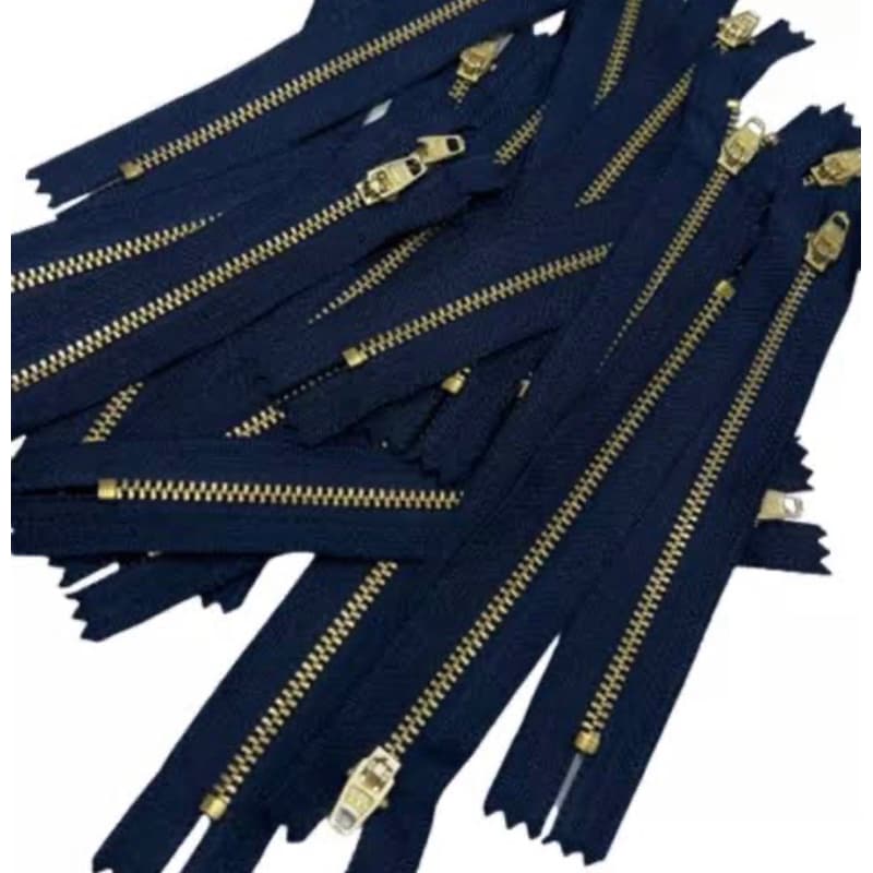 Kit 10 Unidades Zíper Metal Jeans 15cm Marinho