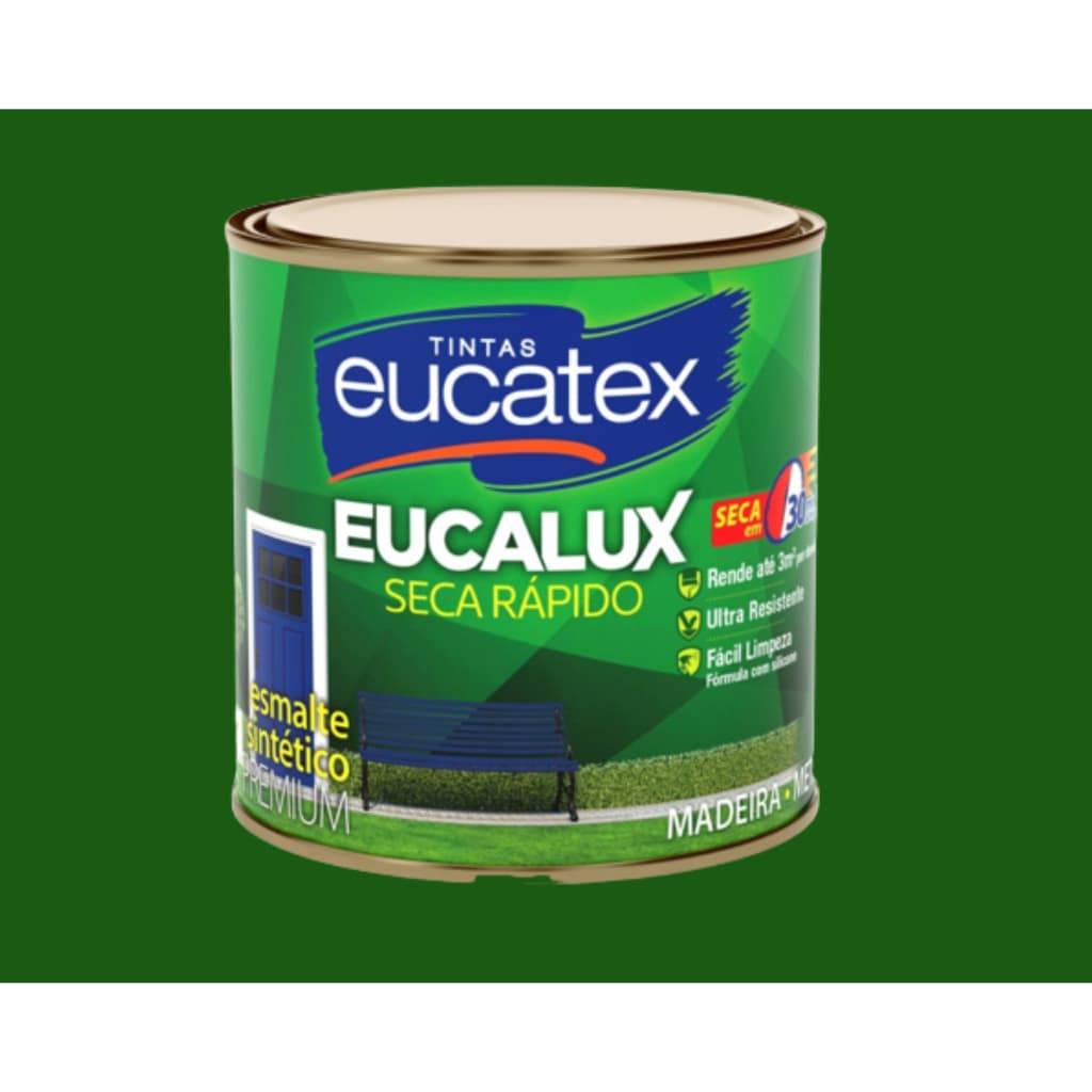 Tinta esmalte Sintético Verde Folha Brilhante Seca Rápido 225ml - Eucatex -PR