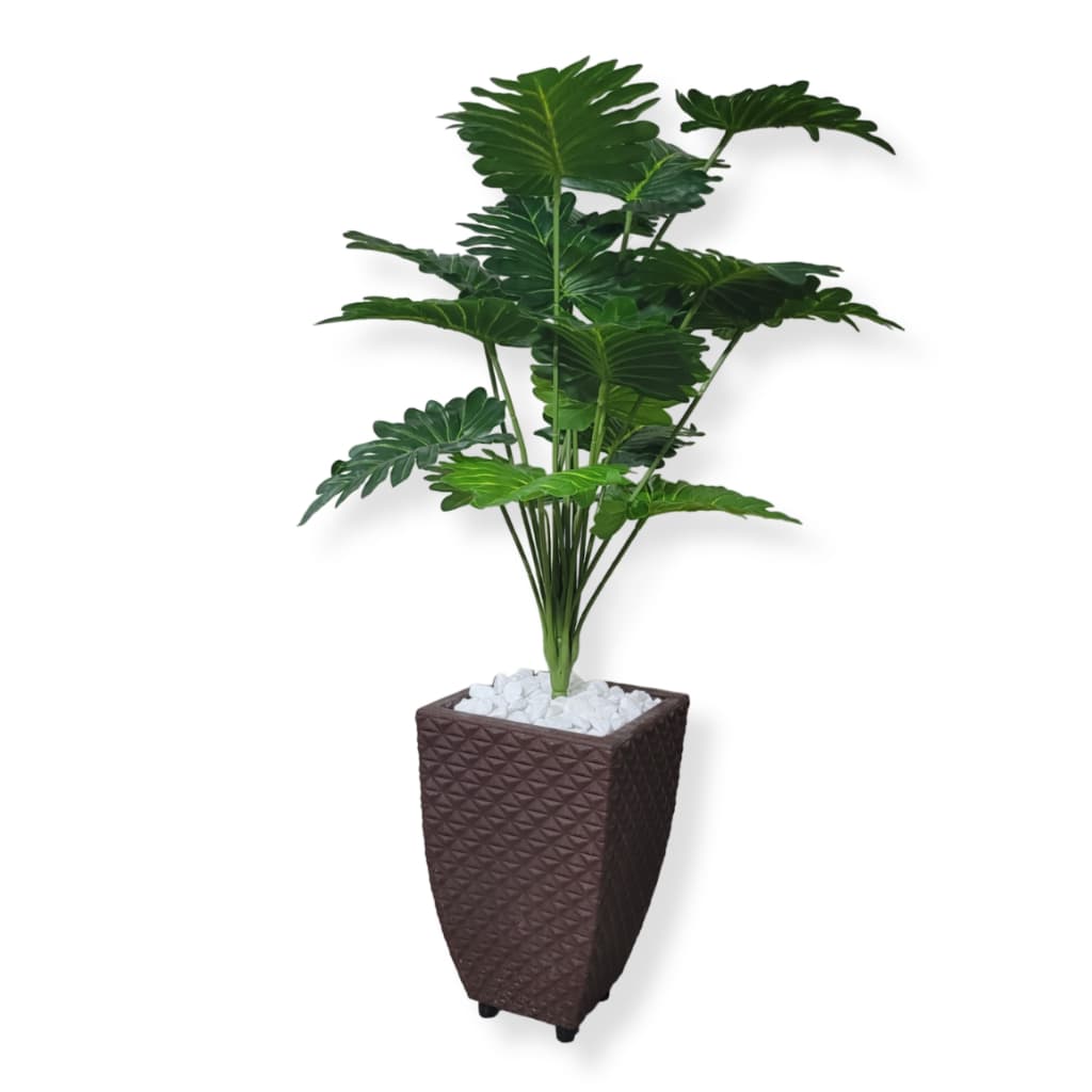 Planta Artificial Bananinha Arranjo + Vaso Grande Polietileno Decoracão Sala Enfeites E Plantas