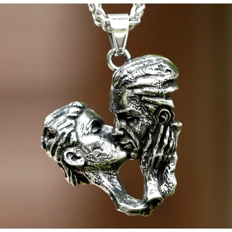 Corrente com Pingente em Aço Inox Casal Amor Felicidade