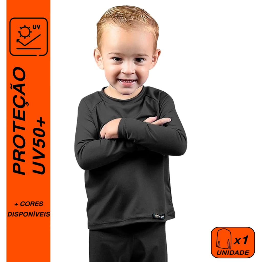 Camisa Camiseta Térmica Infantil Criança Kids Frio Proteção Solar UV Segunda Pele Ad Store