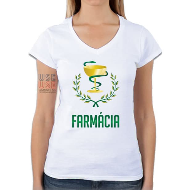 Camiseta Baby Look Branca Universitária Curso de Farmácia