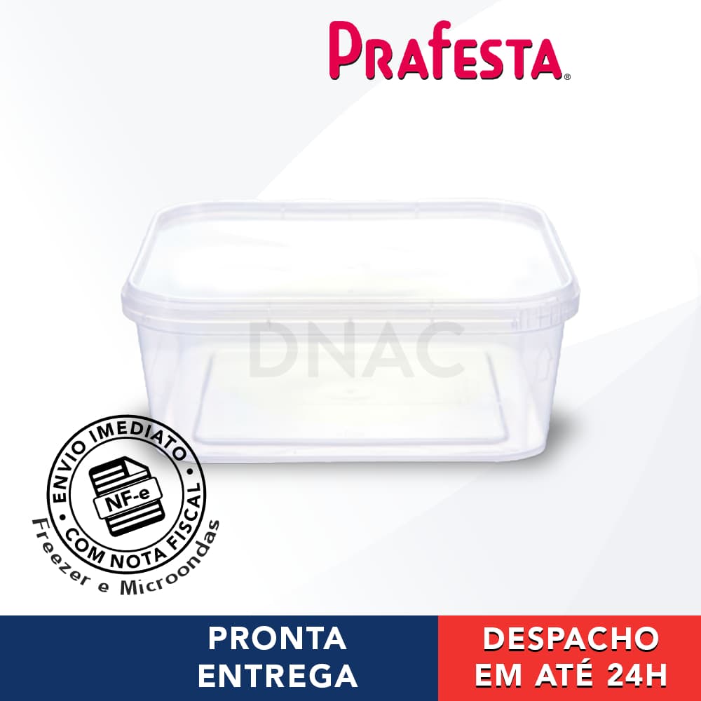 100 Unidades Pote Plástico Quadrado Com Tampa e Lacre Para Bolo De Pote 400ml - Prafesta