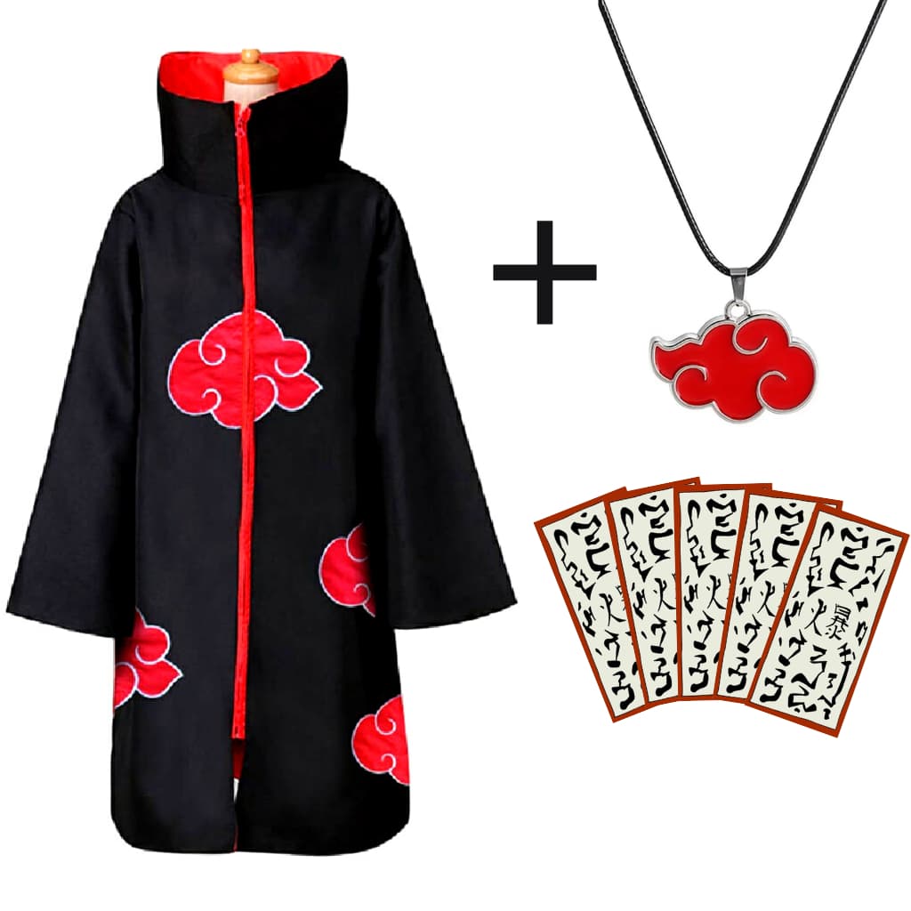 Manto Akatsuki + Papel Bomba + Colar Naruto Cosplay Capa Traje Anime Cosplay