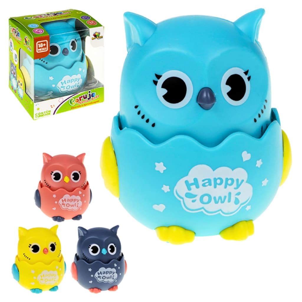 CORUJA APERTA E ANDA CORUJINHA BRINQUEDO DIVERTIDO MENINO E MENINA ART BRINK