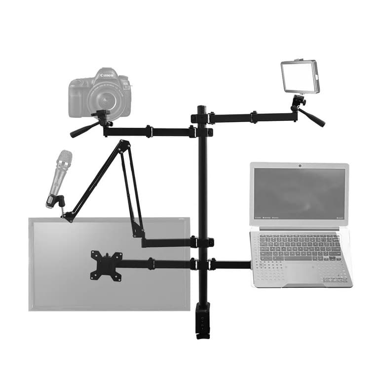Suporte Monitor e Notebook , 2 monitor , Tv Live stream Youtube Led Flash Camera Promoção