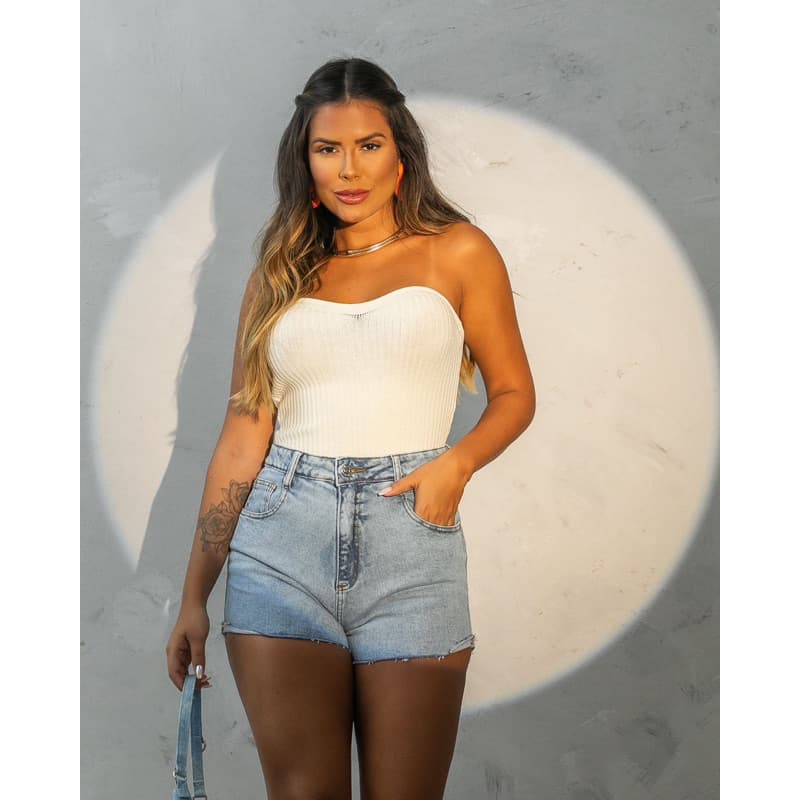 Short jeans feminino cintura alta moda blogueira
