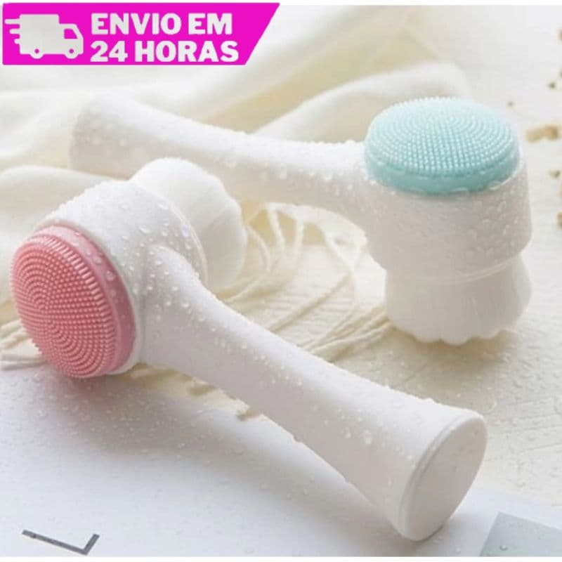 Escova Limpeza Facial 2 Em 1 Aparelho Massagem Esponja Cerdas Macias Dupla Face Escova De Limpeza De Cravos