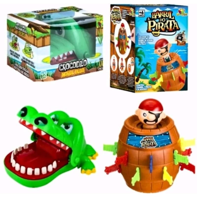 2 Jogos Barril Pula Pirata + Crocodilo Jacaré Morde Dedo