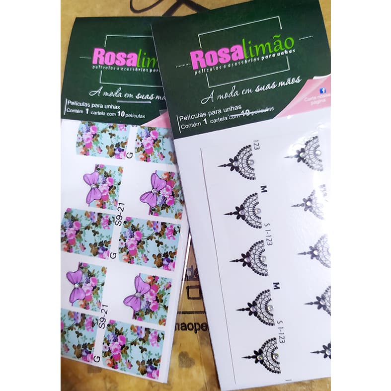 1 cartela FLORAL LAÇO 1 cartela RENDA PRETA