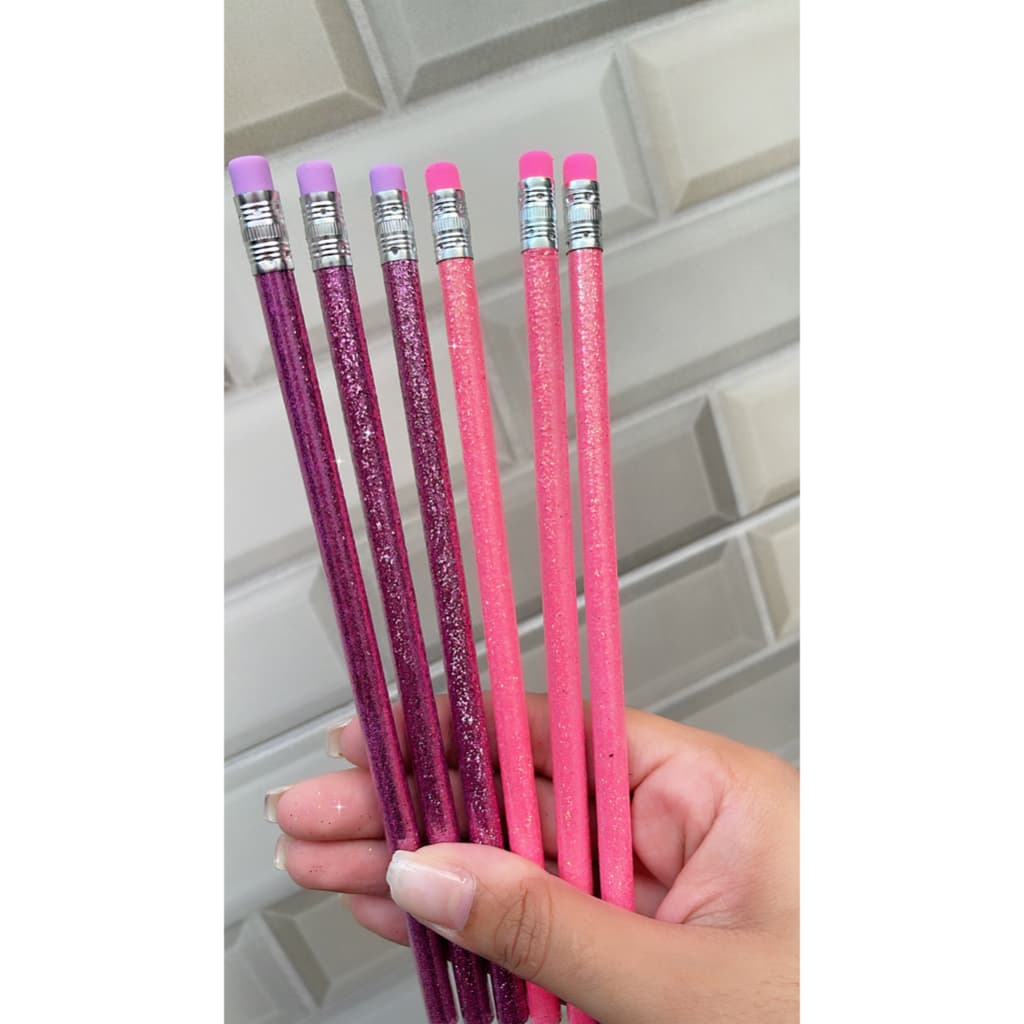 Kit com 4 Lapis de escrever grafite HB glitter