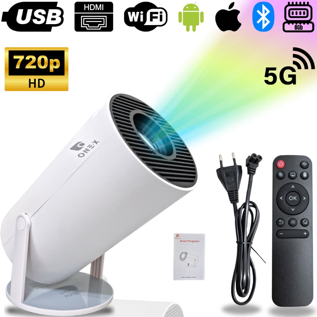 Mini Projetor Android Smart Portátil Wifi bluetooth HY-300 Suporta 4K