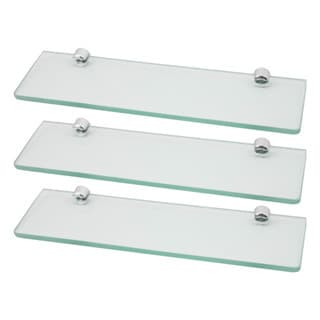 3 Prateleira De Vidro Borda Arredondada 10x50 Cm Com Suporte
