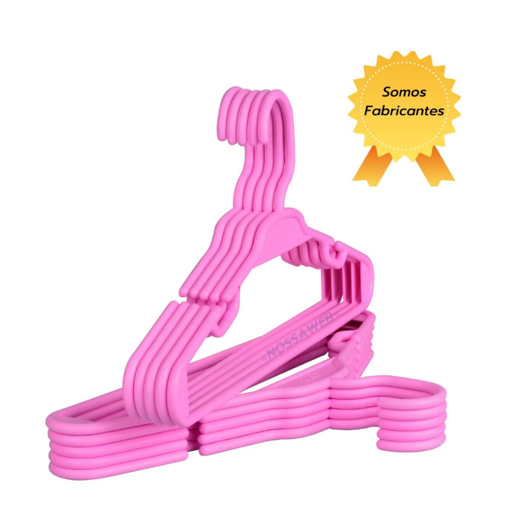 Cabide Infantil Criança Bebê Rosa 5,5mm 20 Unidades