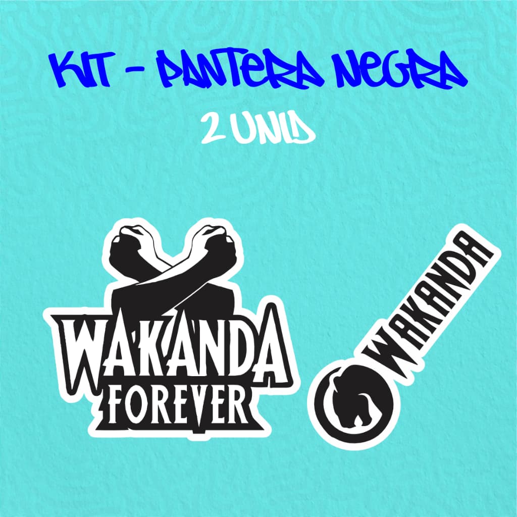Kit - Adesivo Vinil - PANTERA NEGRA - WAKANDA 4 -10 cm moto, bicicleta, skate, notebook, espelho, sticker