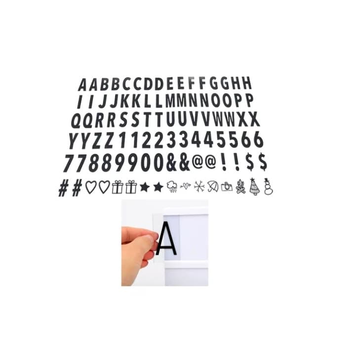 96 Letras Pretas P/ Luminária Letreiro De Cinema Lightbox A4