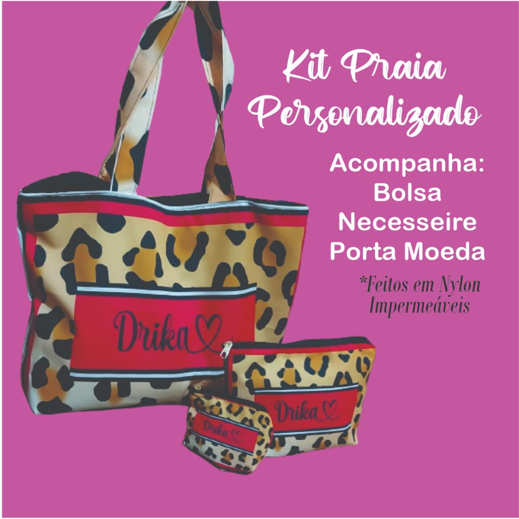 Kit Bolsa e Necesseire de Praia Personalizados com Nome