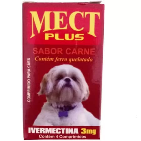 Mect Plus 3mg Remedio pra Pulgas de Cachorro e Gato Remedio de Carrapatos Sarnas Vermes Cães e Gatos