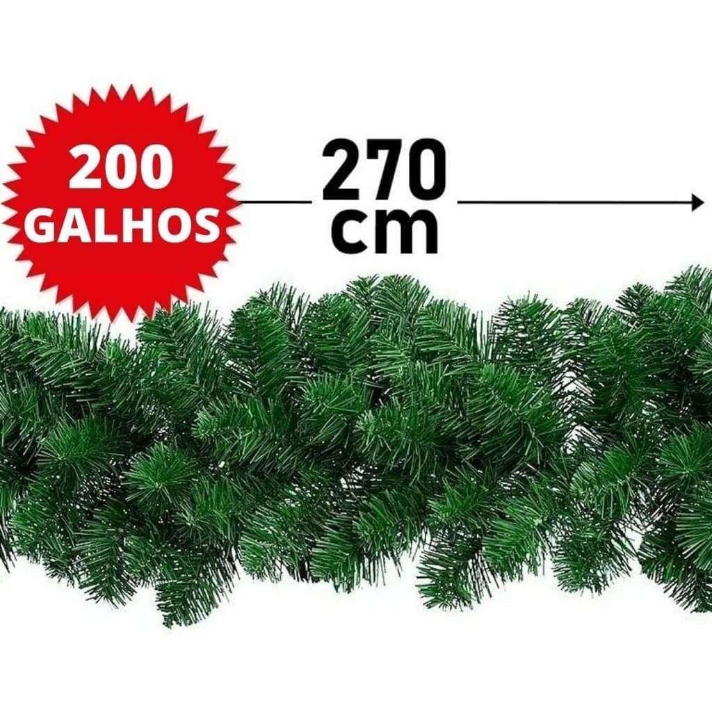 Festão Aramado Grosso Flexível Natal Luxo 270cm - 200 Galhos