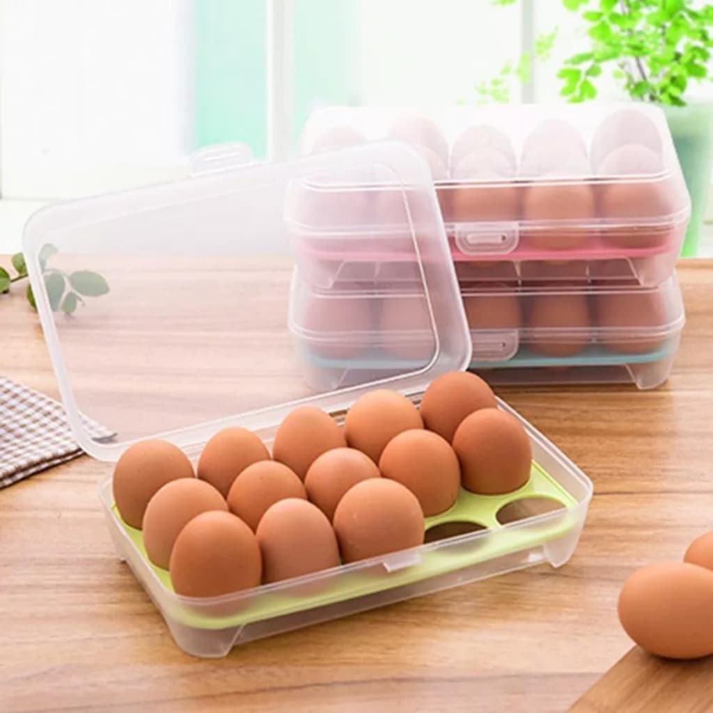 Organizador Porta Ovos Geladeira Com Tampa 15 Cavidades