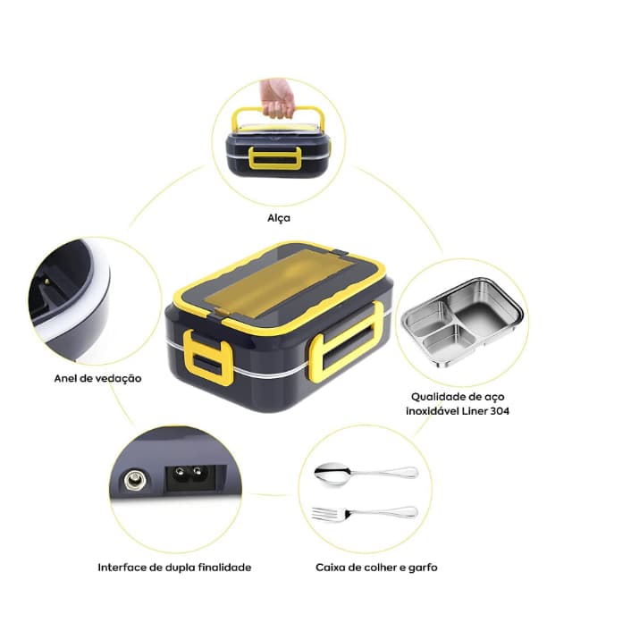 Marmita Elétrica Carro Casa Portátil Automática 110v - 12V/24V ( Electric Lunch Box)