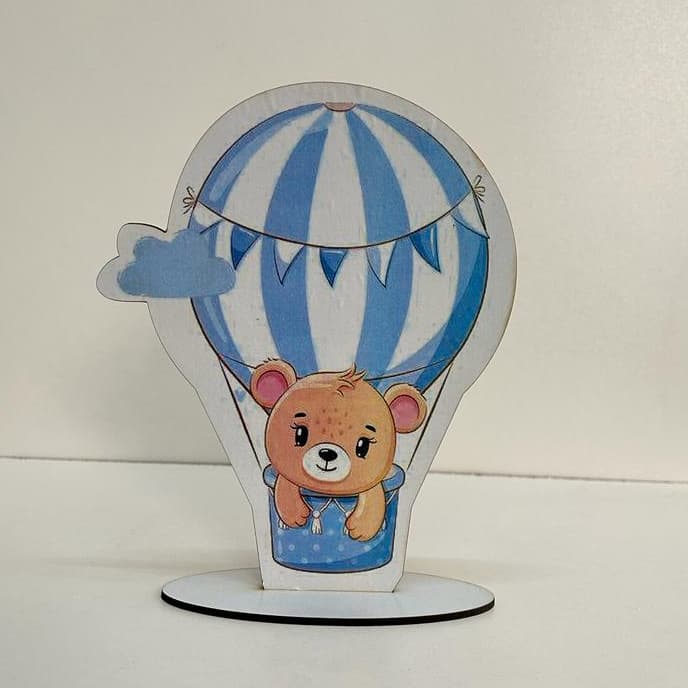 Display Toten De Mesa Urso Azul no balão Aniversário/Chá revelação