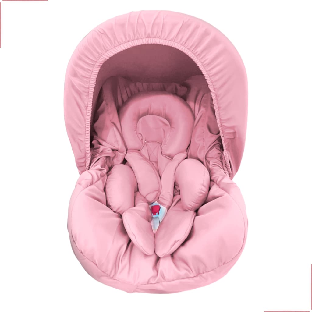 Kit Bebê Conforto Rosa 5 pçs Universal Capa Capota Redutor Protetor Cinto Galzerano Burigotto Cosco