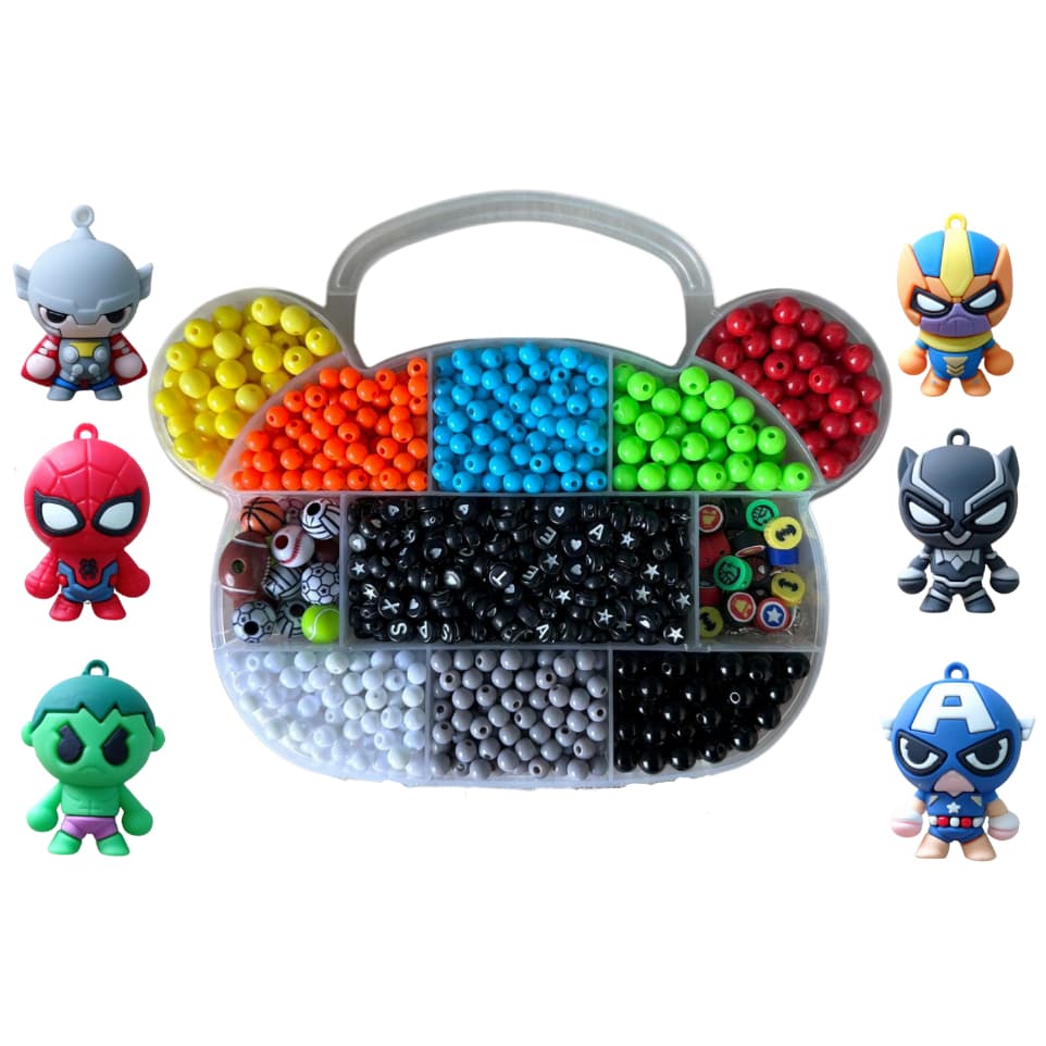 KIT Maleta Miçanga Urso Menino Pulseira Colar aprox. 1500