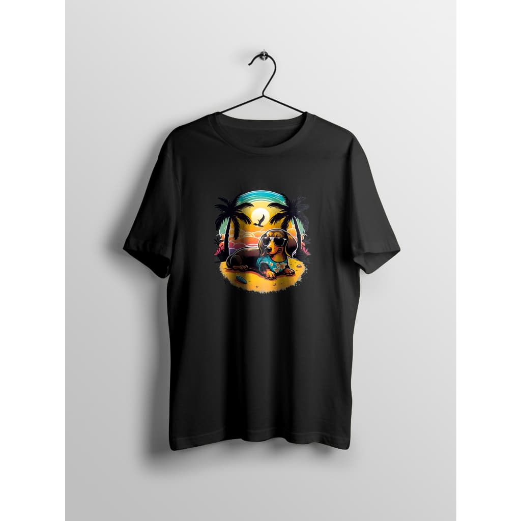 Camiseta Masculina Dachshund Praia