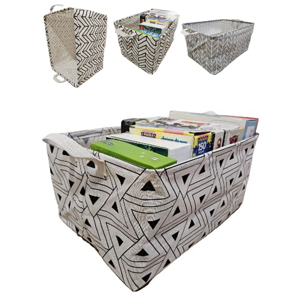 Cesto Organizador Retangular Tecido Dobrável Grande Roupa Suja Brinquedo Multiuso
