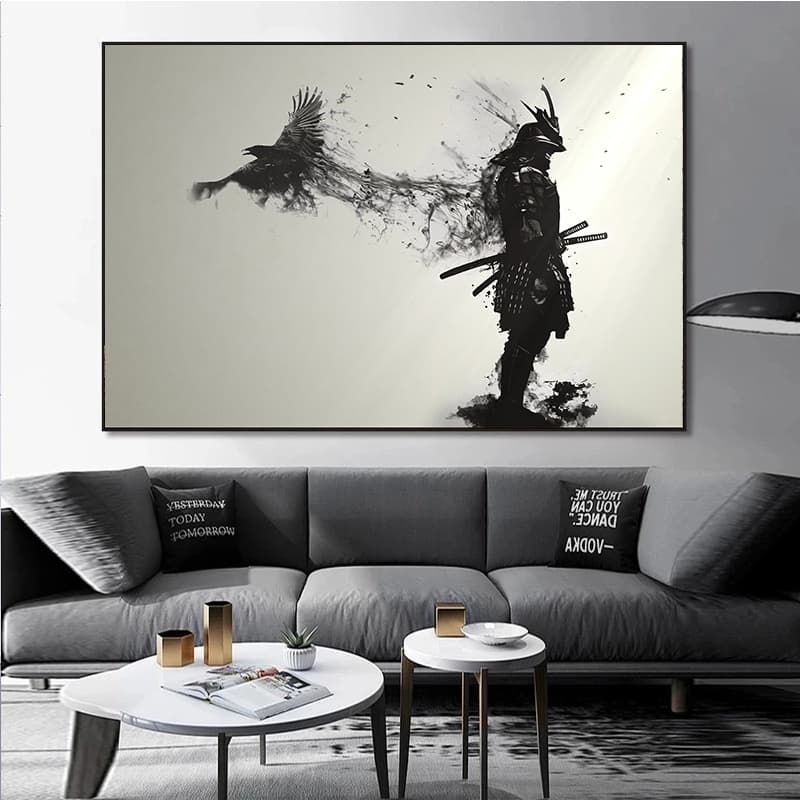 quadro decoratico peça unica guerreiro samurai mestre gueirreiro