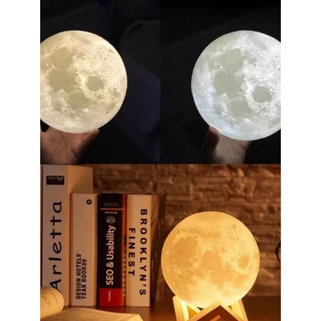 Umidificador Aromatizador Luminária Abajur Lua 3d Ultrassônico USB Difusor De Aromas ar 880ml