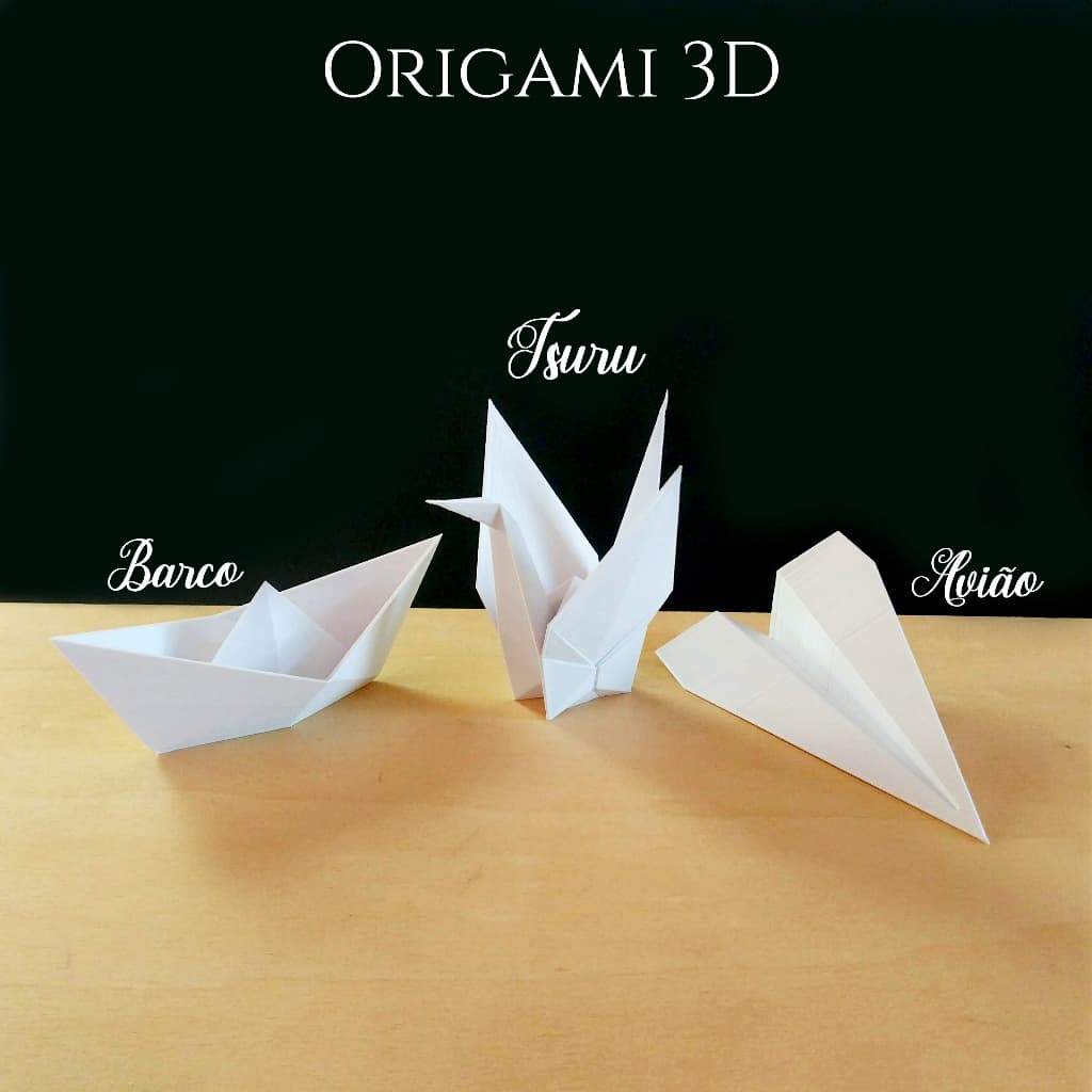 Pássaro Tsuru, Avião e Barquinho tamanho  P / Decoração, Origami 3d