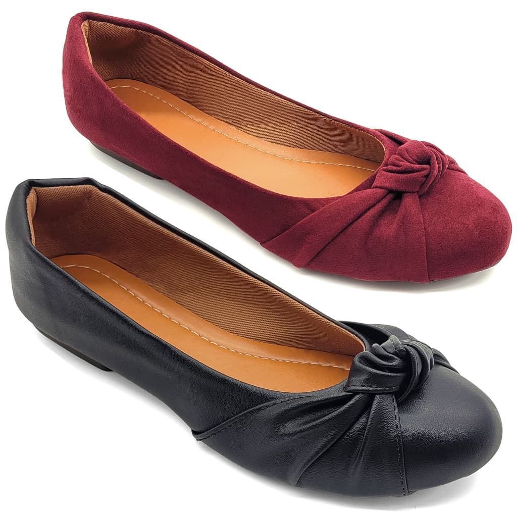 Sapatilha Feminina Kit 2 Pares Bico Redondo Confortável Casual Moda Feminino Sandália Rasteirinha