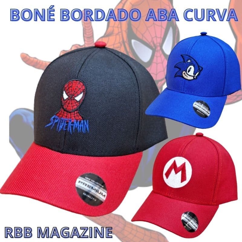 Boné Praia, Piscina Bordado Aba curva infantil 1 a 4 anos menino herois