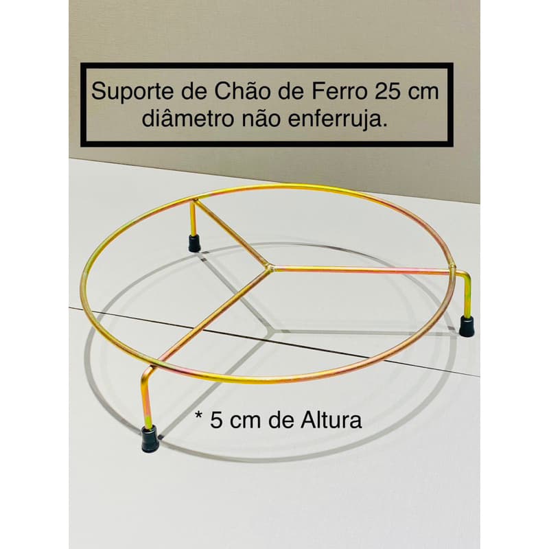 Suporte de Vasos para Plantas redondo Dourado 25 cm diâmetro de Chão Rasteiro ele não enferruja .