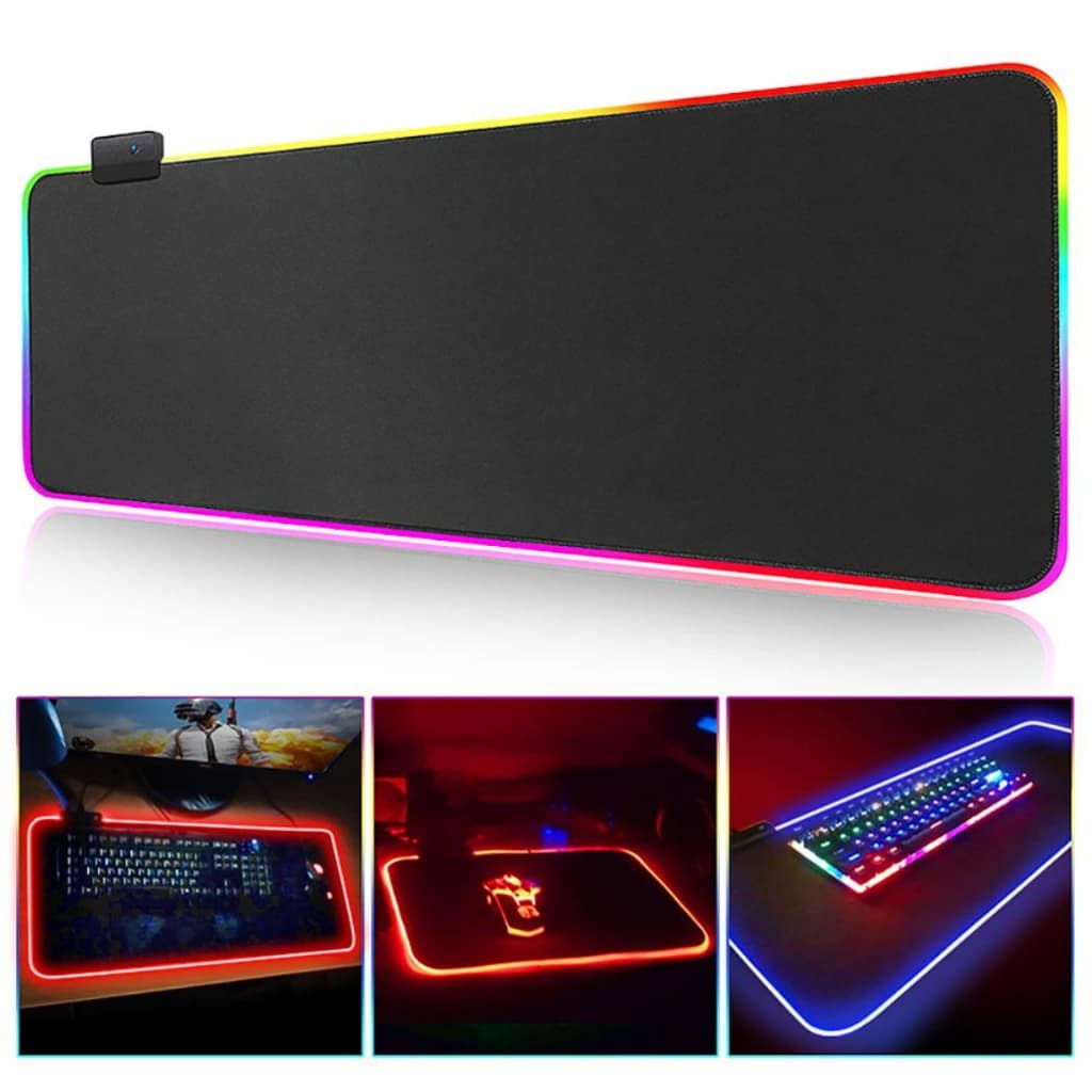 Mouse Pad Gamer Extra Grande Led Rgb 80x30 Cm Mousepad Preto