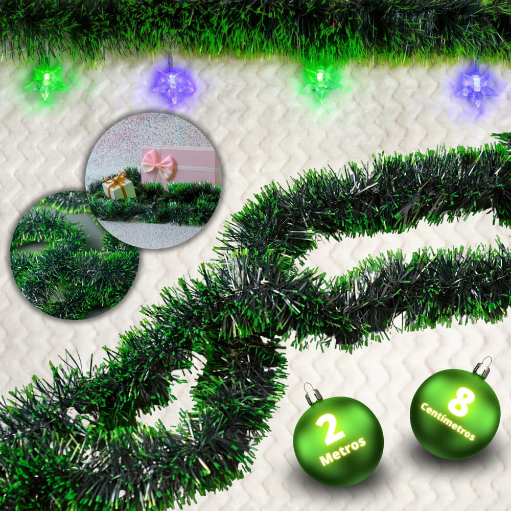 Kit 3 5 6 ou 10 Festão Natal Verde Escuro Verde Claro Flexível Grosso 15cm Decoração Enfeite Árvore