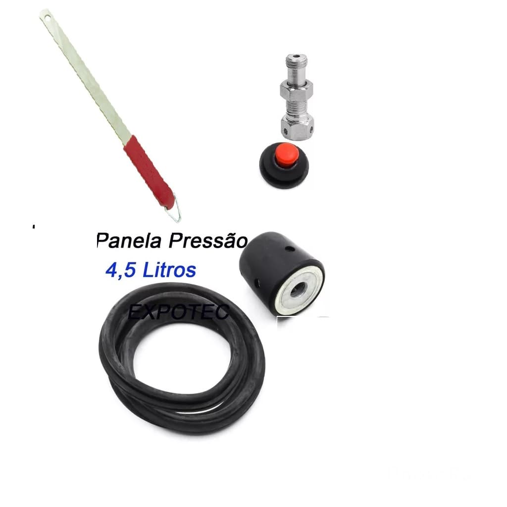 Kit Completo Panela Pressão Clock  Borracha Peso Pino Valvula e Haste Clock Pinolar 4,5 L