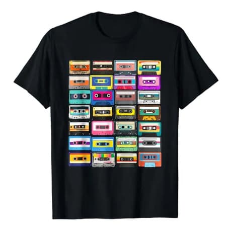 Camiseta Vintage de música Retrô, Fita Cassette Mixtape, Estilo Retrô Anos 80, Anos 90
