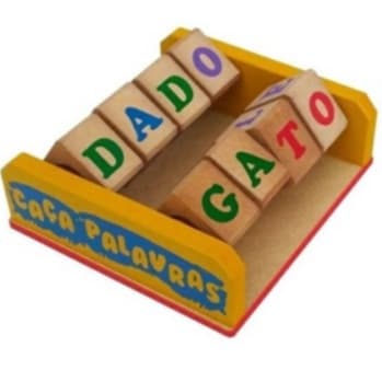 Caça Palavras de Girar em Madeira Sílabas Giratório Brinquedo Pedagógico Educativo Alfabetização