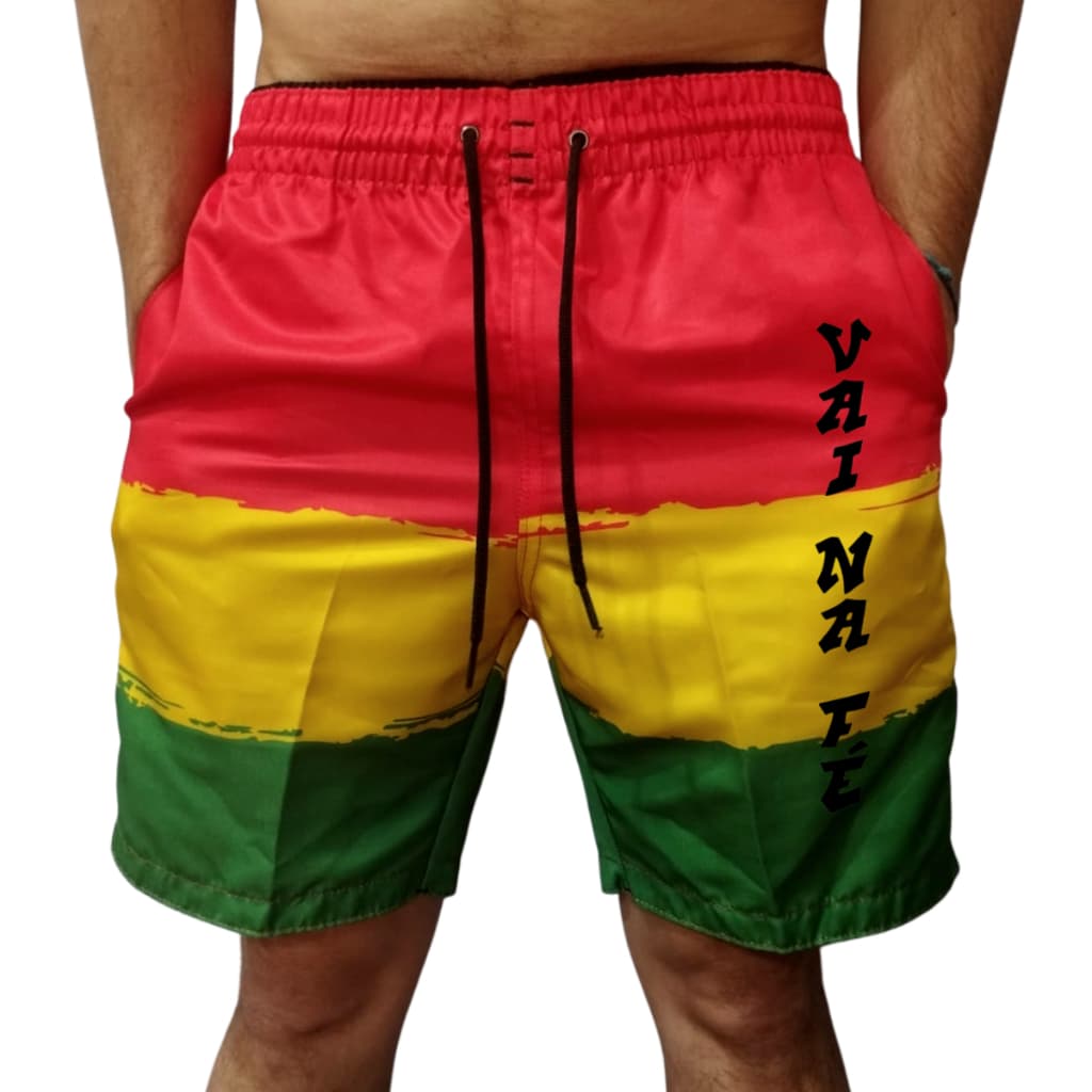 Bermuda Tactel Masculina Short De Praia Masculino Moda Verão Reggae