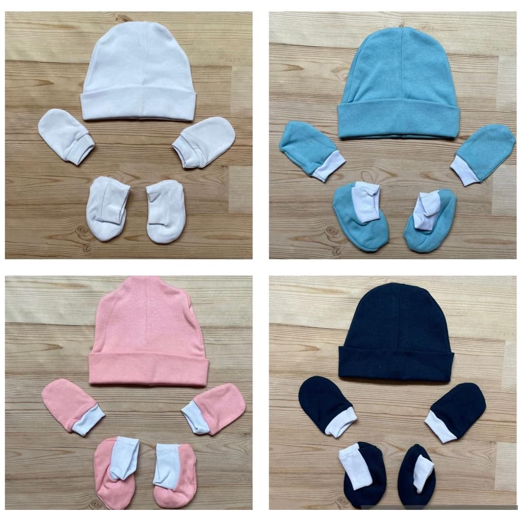 Kit touca luvinha e sapatinho bebê para maternidade