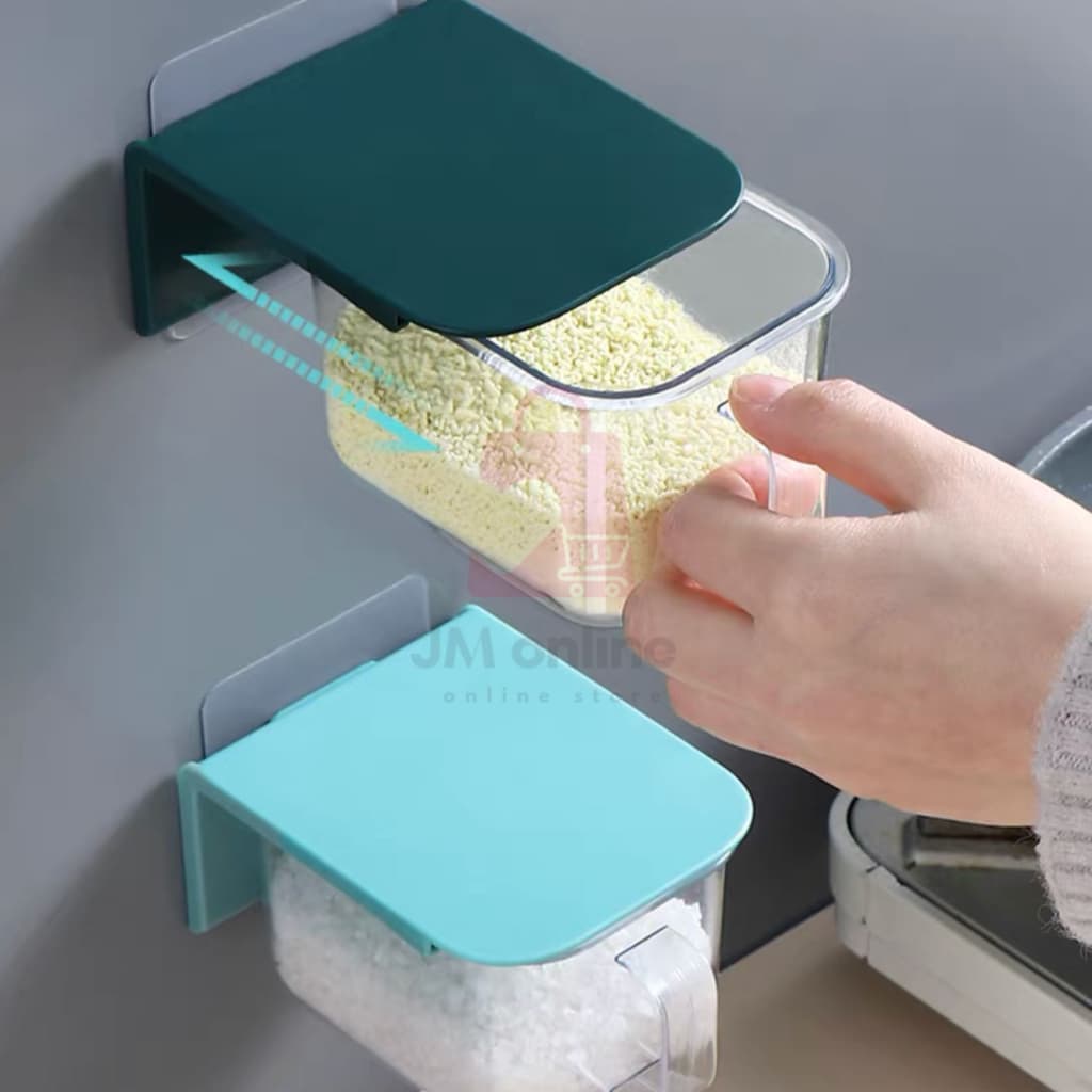 Porta Tempero de Parede 400ml com Adesivo Suporta 2kg Organizador de Cozinha Condimentos com Colher