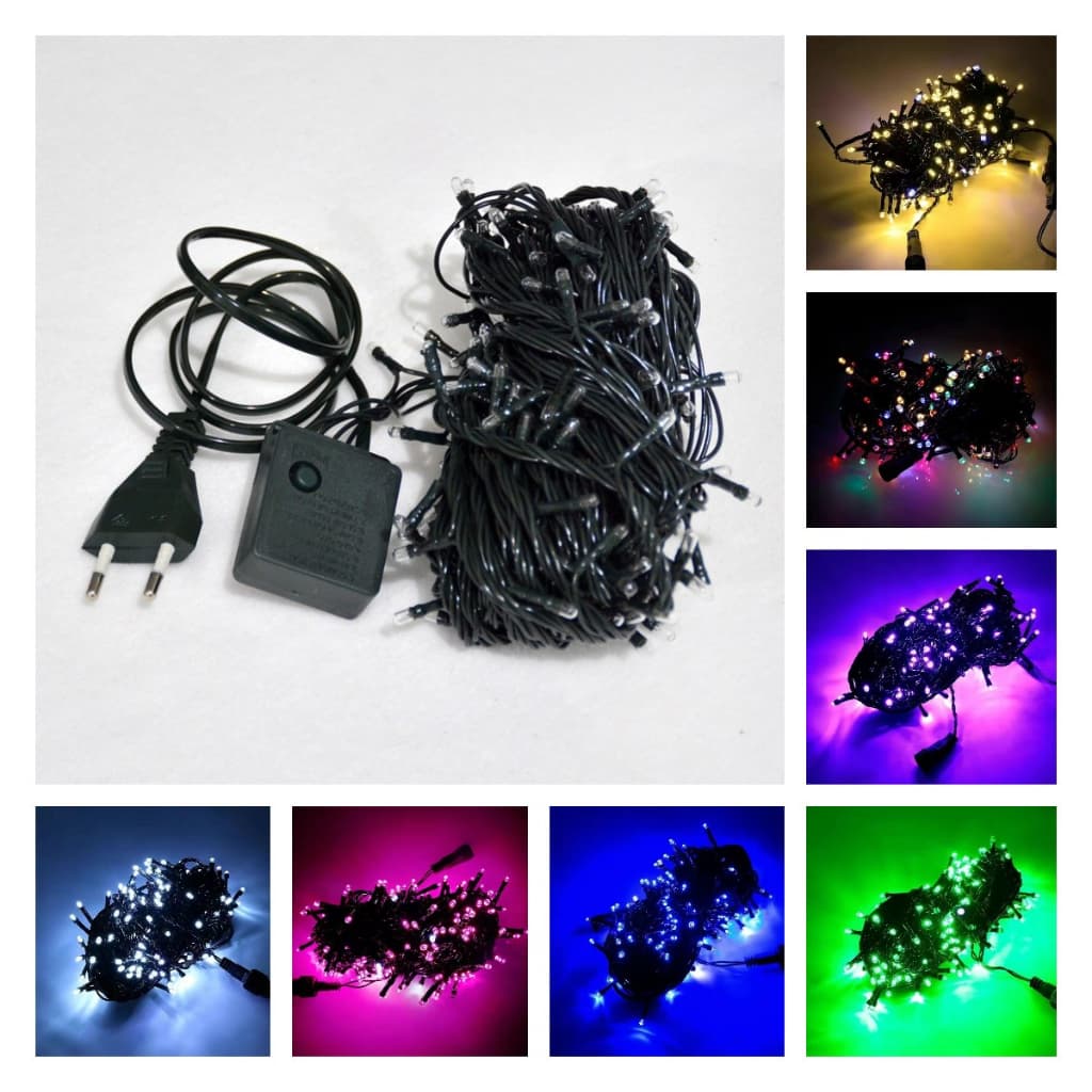Kit 2 Pisca Pisca Luz De Natal Enfeite 100 Lampadas 9.7Metros Luz Fio Verde Com 8 Funções