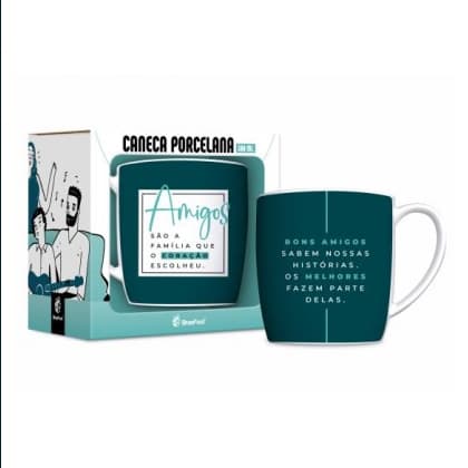 CANECA PORCELANA URBAN 300ML - AMIGOS QUE O CORAÇÃO ESCOLHEU