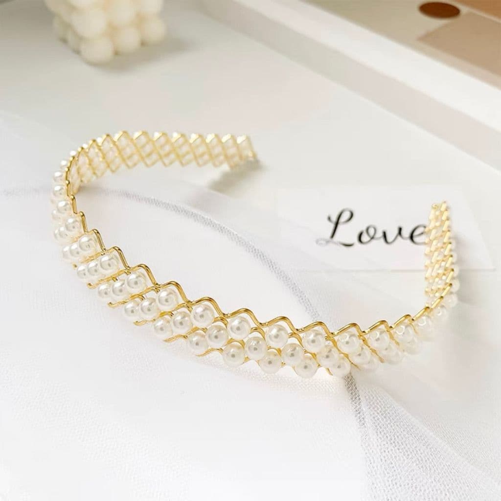 Tiara de Cabelo Feminina Com Cristais Pérolas Borda Larga Tiara Pérola Tiara Brilhos