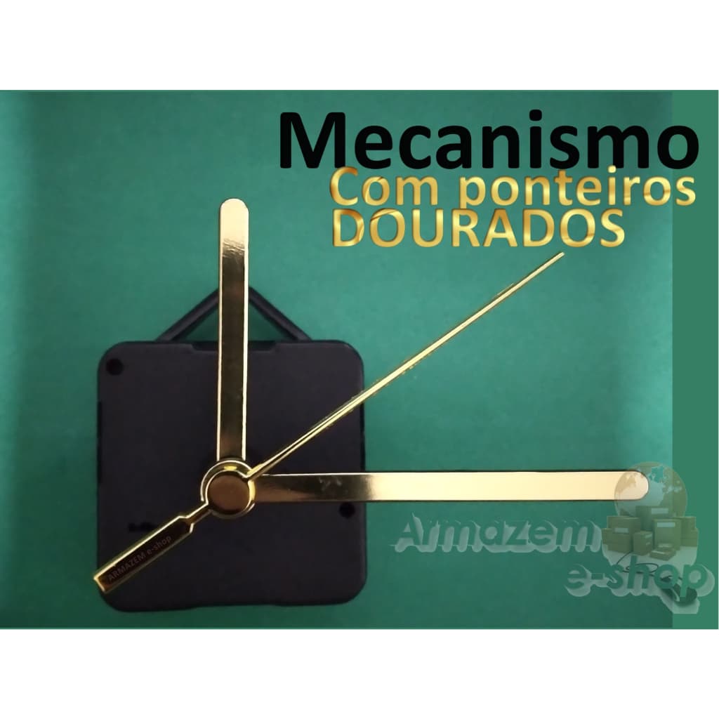 Kit 05 Maquinas Relogios De Parede 22mm + Ponteiros palito Ouro