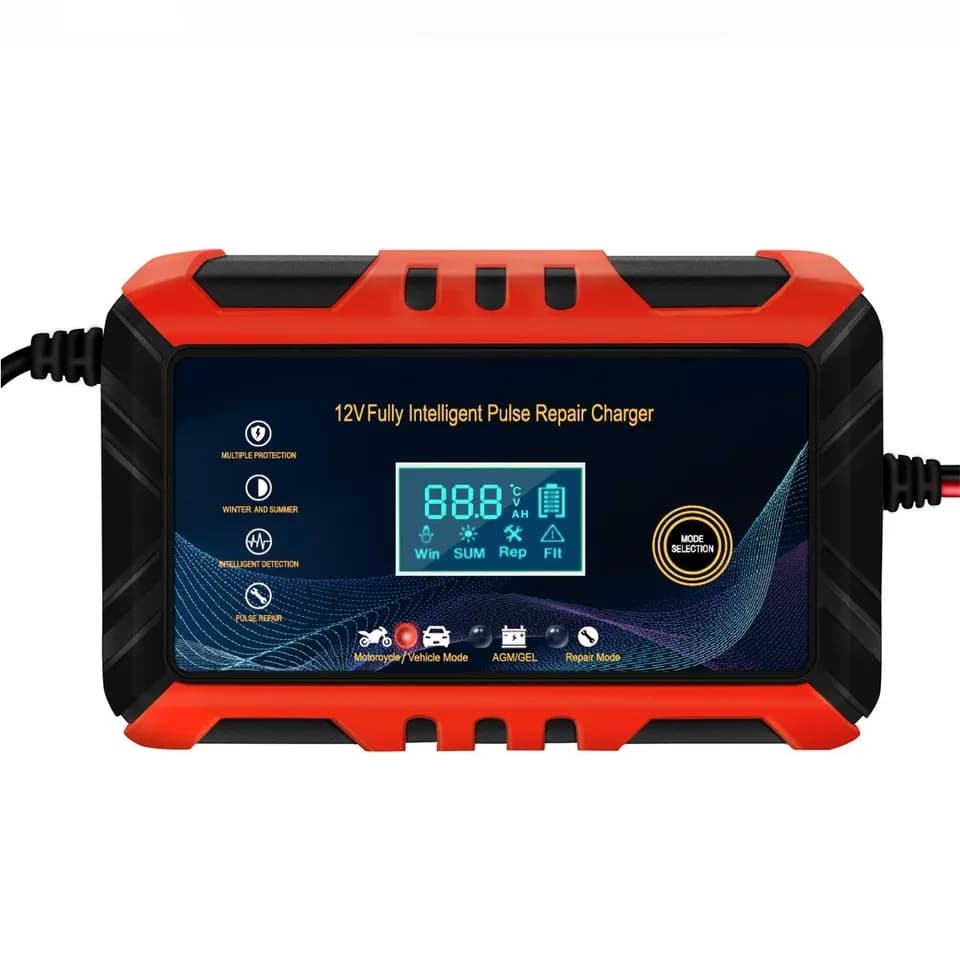 Carregador de bateria , carro , moto,  com display LCD, reparo inteligente do pulso Carregamento da bateria 12V