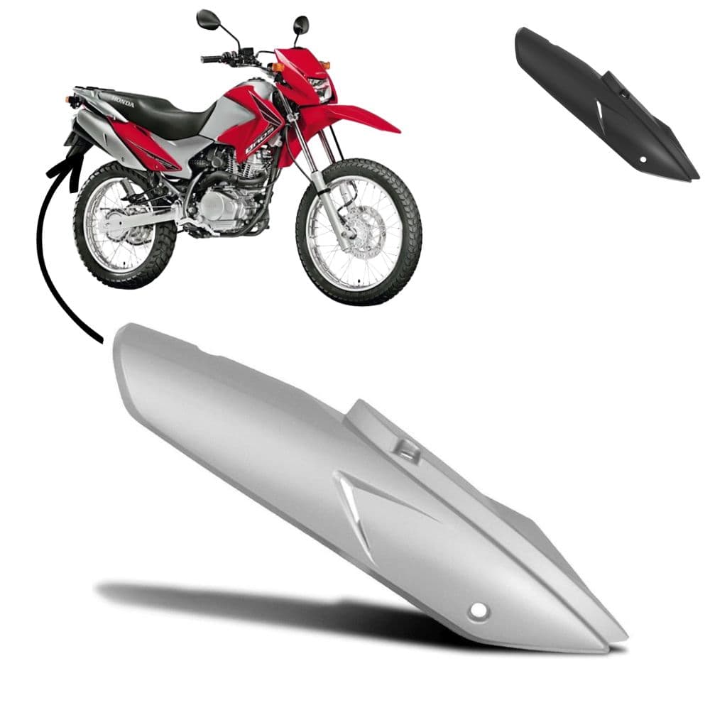 Protetor Escapamento Escape Moto Honda Nxr Bros 150 2009 2010 2011 2012 2013 2014 Preto Fosco Prata